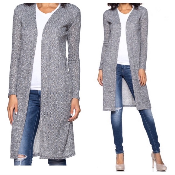 Sweaters - Lexa Heathered Knit Longline Cardigan